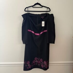 Torrid Women's Size‎ 20 Black Off The Shoulder Dress with Floral Detail NWT